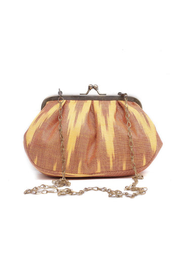 Beige Wood Ikat Clutch